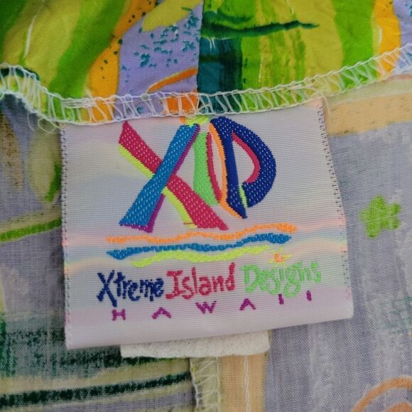 VINTAGE HAWAII NEON BRIGHT FLORAL SLIT HAWAIIAN PINK YELLOW MAXI DRESS XS SMALL - Picture 6 of 16